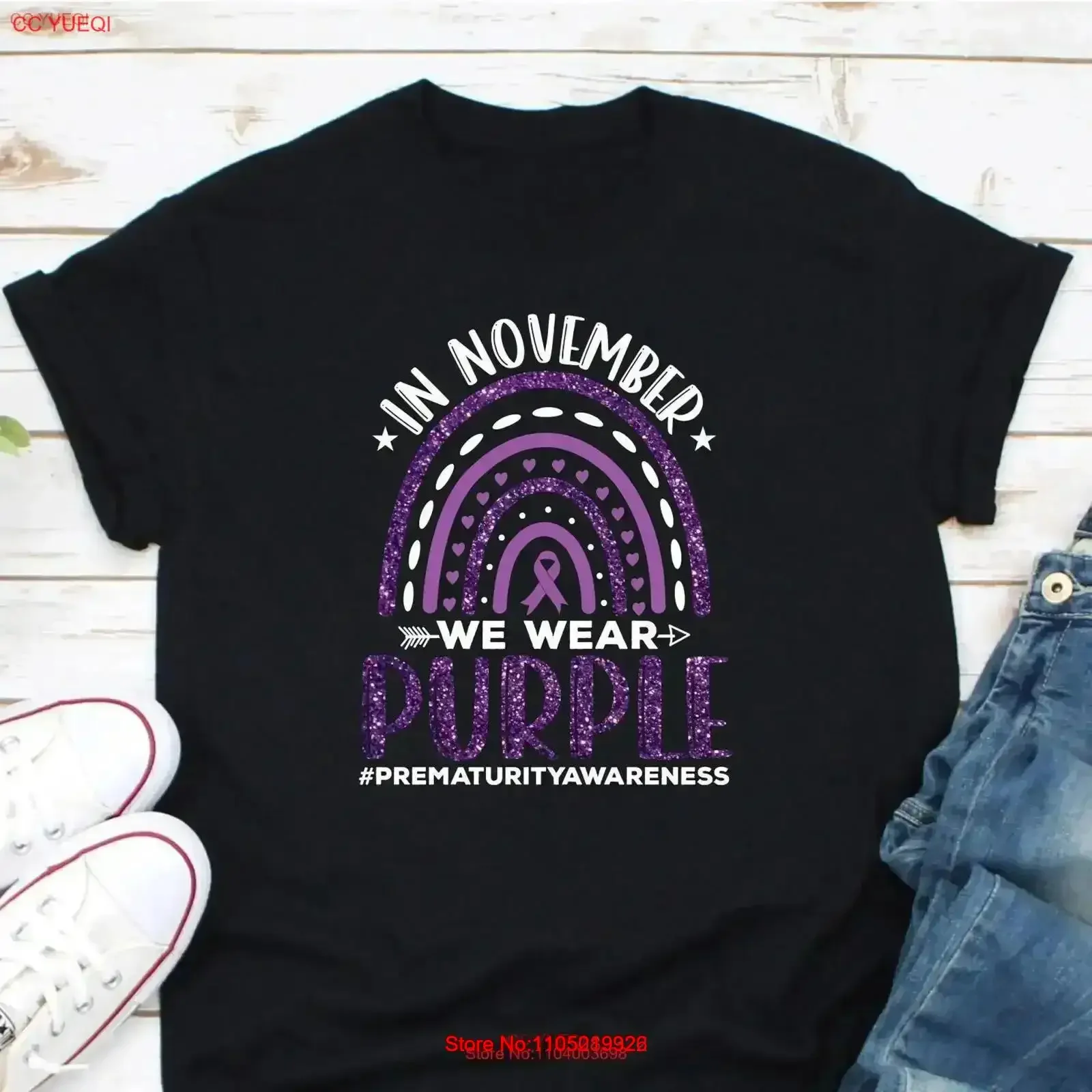 In November We Wear Purple T Shirt Prematurity Baby Awareness World Day NICU Staff Preemie vintage Washed Breathable Stylish