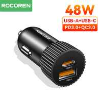 Rocoren 48W Car Charger Fast Charging USB Type C PD QC 3.0 2.0 Car Quick Charge Mini Power Adapter For iPhone 15 Pro Max Samsung