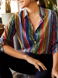 Camisa informal holgada para mujer, camisa suave y cómoda con solapa de botones, parasol transpirable, ajustada, talla grande