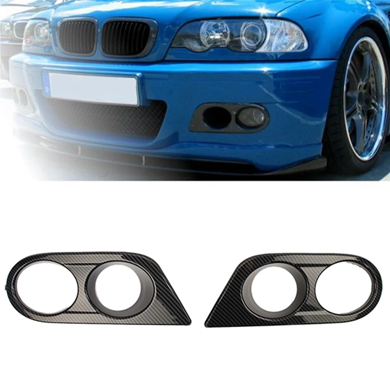 New-Fog Light Cover Carbon Fiber For BMW E46 M3 2001-2006 Fog Lights Cover Grill Frame Surrounds Air Duct Fog Lamp Hood