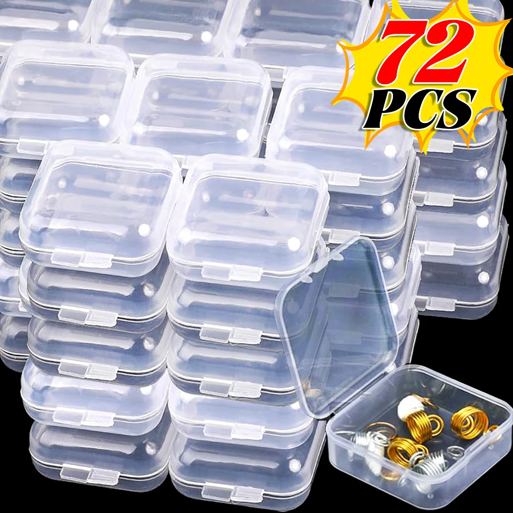 

Mini Storage Box Small Square Transparent Plastic Jewelry Beads Earring Ring Dustproof Container Earplugs Packaging Organizer