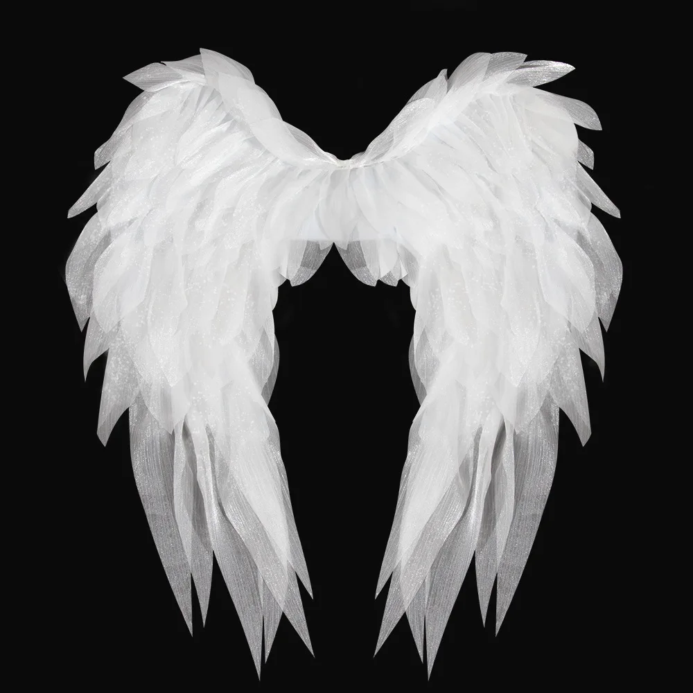 Realistic Black White Organza Angel Wings Cosplay Accessories Holiday Party Masquerade Decor