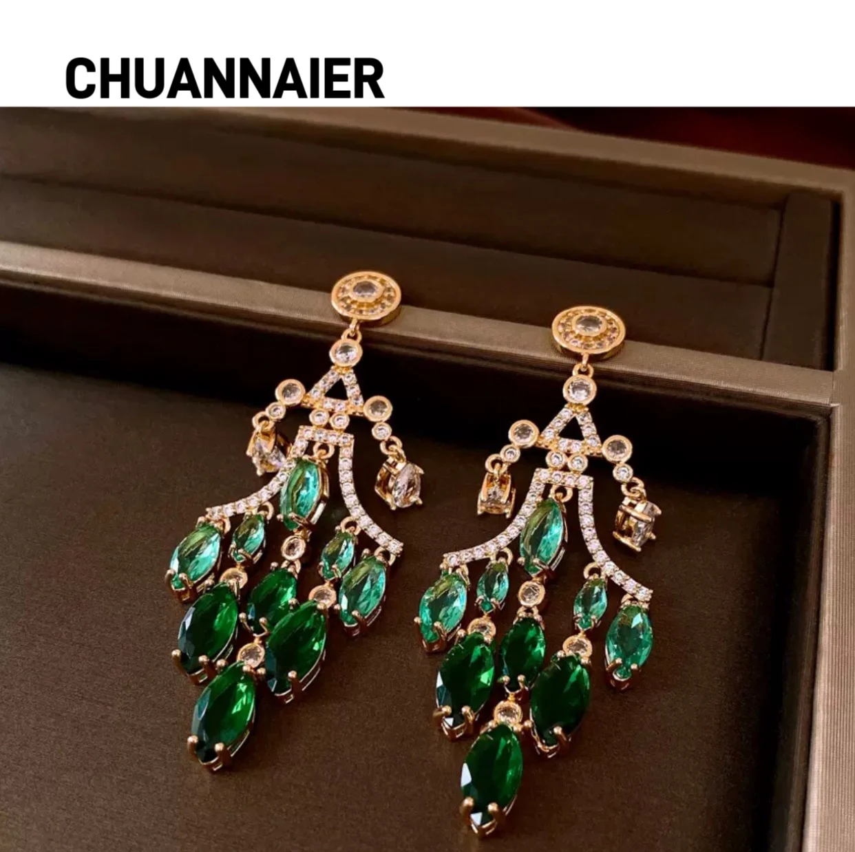 

Popular zircon water drop pendant earrings retro court style heavy work earring exquisite fashion earring for women