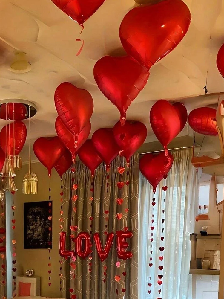 Ensemble de ballons lettre I LOVE YOU avec ballons en aluminium en forme de cœur pour proposition de la Saint-Valentin, décoration de fête de mariage