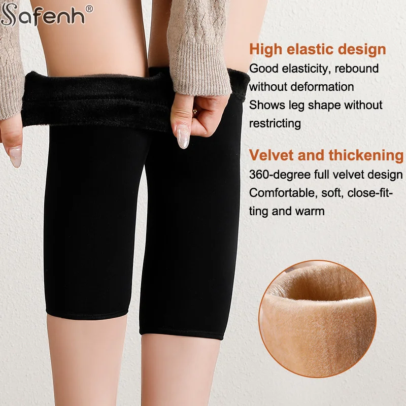 1 paio di peluche addensato inverno caldo ginocchiera anti freddo in pile protezione del ginocchio stoccaggio del calore sport anziani gamba fredda ginocchiera supporto