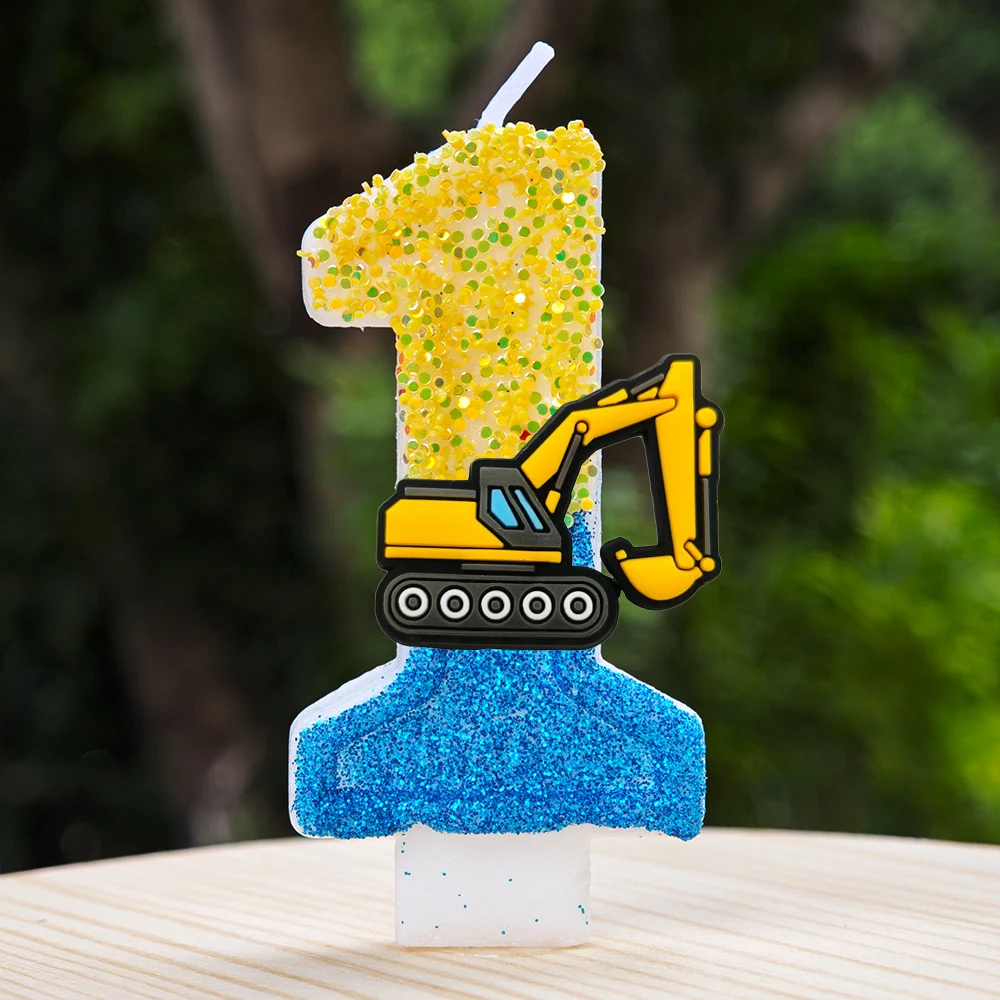 Construction Excavator Candles Realistic Digger Shaped Candle for Birthday Cake Topper Engineering Party Decorations Boys Gift - view 3