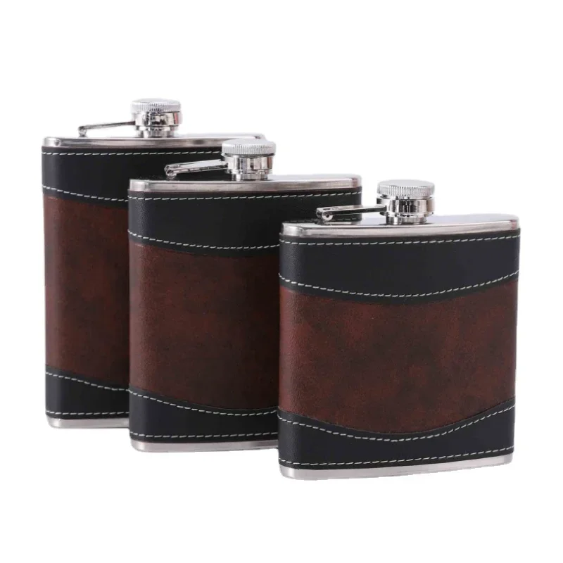 

PU Surface Retro 6-8Oz Portable Flagon Family Outdoor Travel Multi-Purpose Exquisite Wine Bottle Practical Gift Hip Flask Flasks
