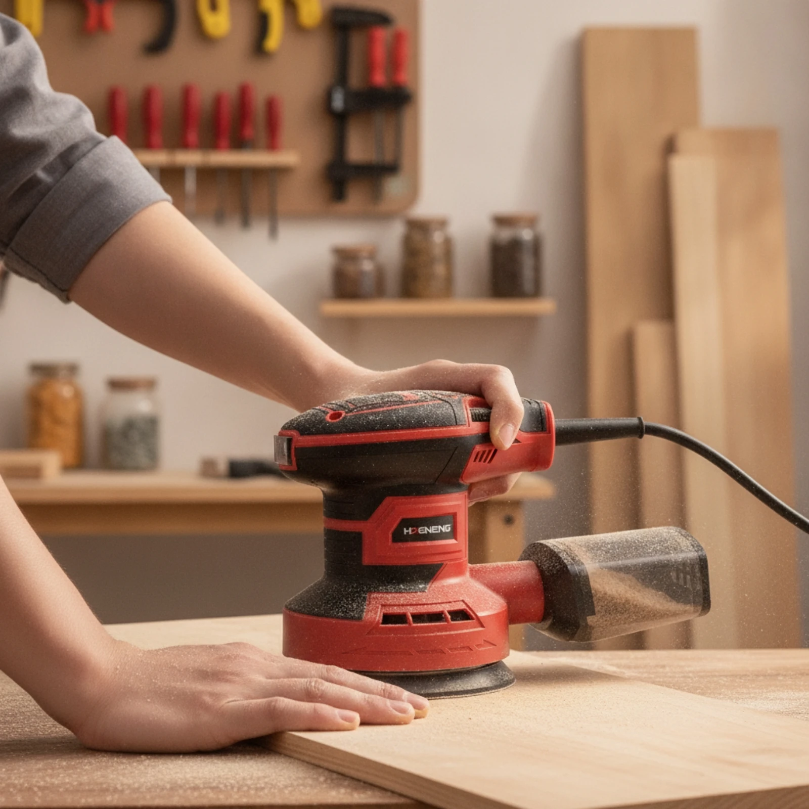 Random Orbital Sander Eccentric Orbital Sander Polisher 5-Inch Variable Speed for Woodworkers, Woodworking, Home Renovation