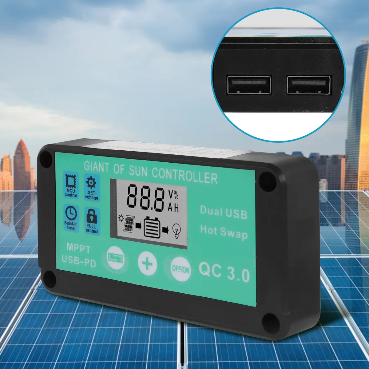 Solar Charge Controller LED Display 12V/24V Auto 30/50/100A Battery Regulator Home Electronic Electrician Controlling Accessory
