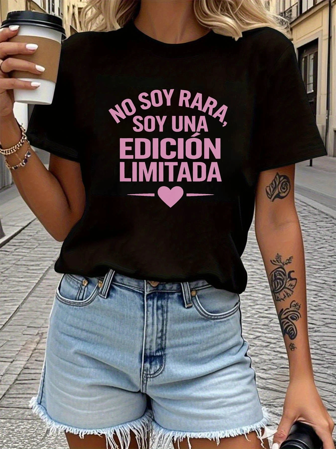 Camiseta de mujer de manga corta NO SOY RARA SOY UNA EDICIÓN LIMITADA con estampado de letras en español, Top informal con cuello redondo para verano y primavera