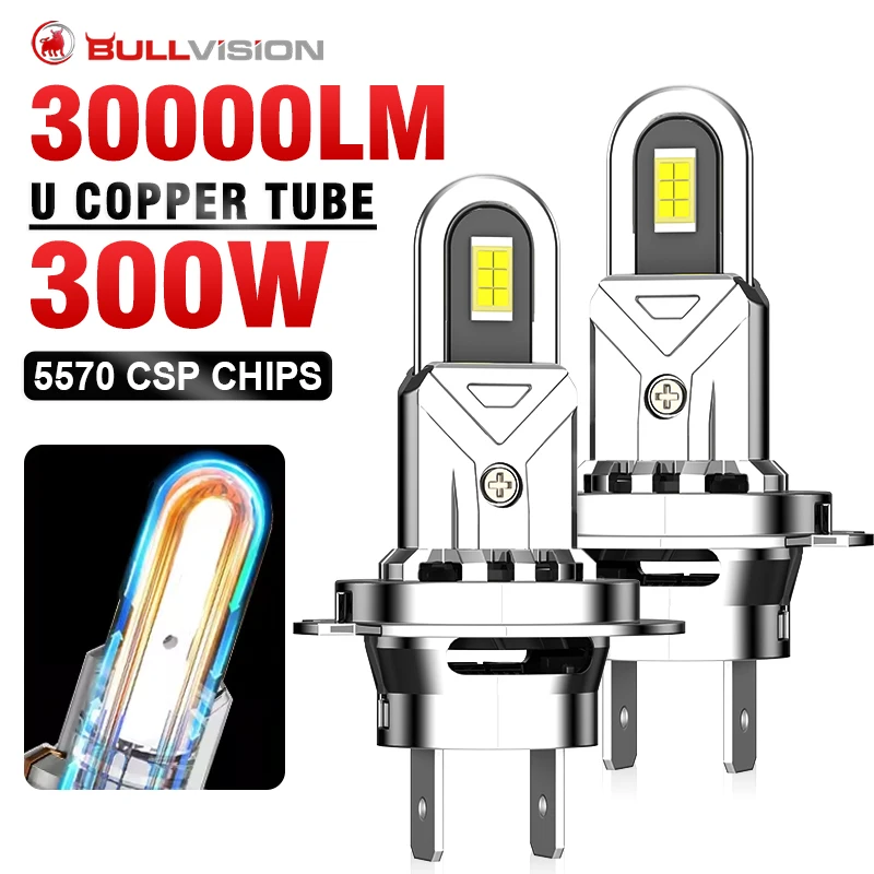 

2PCS H4 H7 H11 LED Headlights Canbus HB3 9005 HB4 9006 Light Bulbs 300W 6000K U Copper Tubes Car Lights Headlamp 12V Turbo Fan