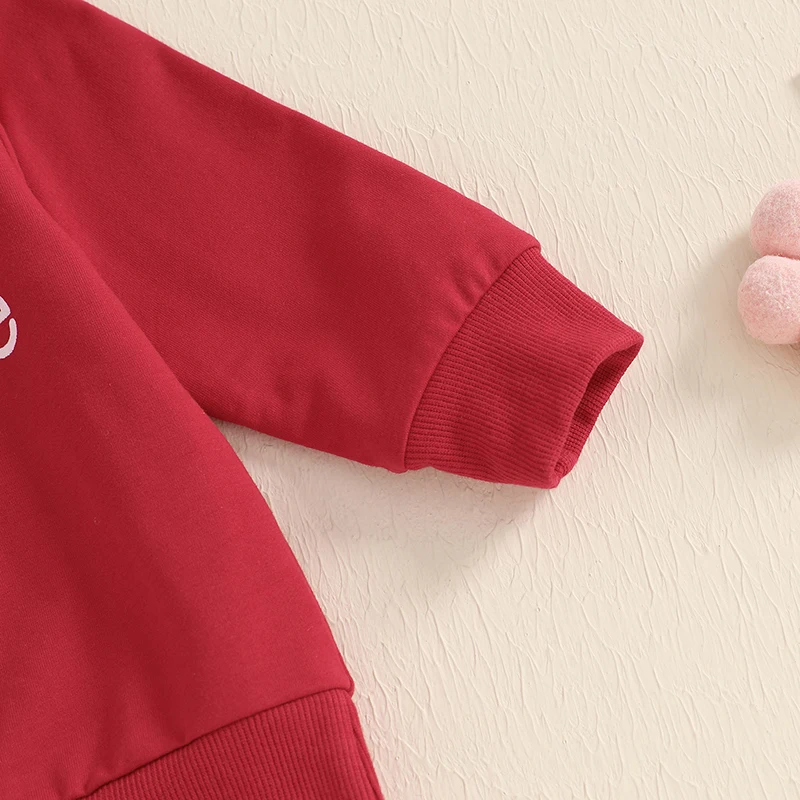 Set aus langärmligem Sweatshirt und Hose zum Valentinstag mit Herzdruck für Damen – bezauberndes 2-teiliges Outfit für einen lustigen Mädchentag