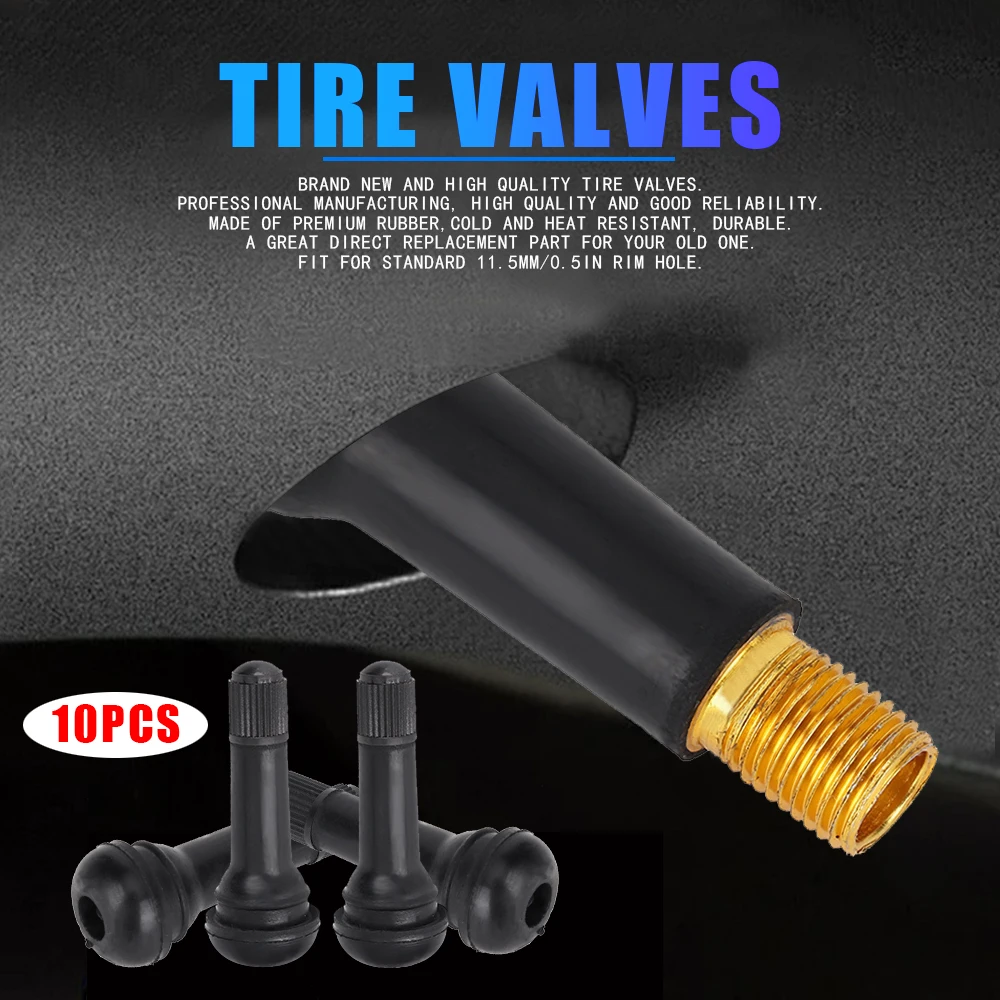 

R413 Snap In Type Rubber Valve Tool Set Tubeless Tyre Valves Stems Rubber Valve Stems Car Accessories Parts Replacement 10Pcs