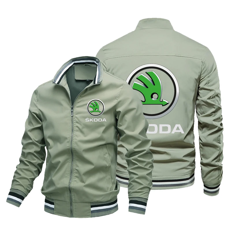 2023 Spring and autumn high quality men's jacket trend new SKODA car logo printed men's Jacket breathable men's top