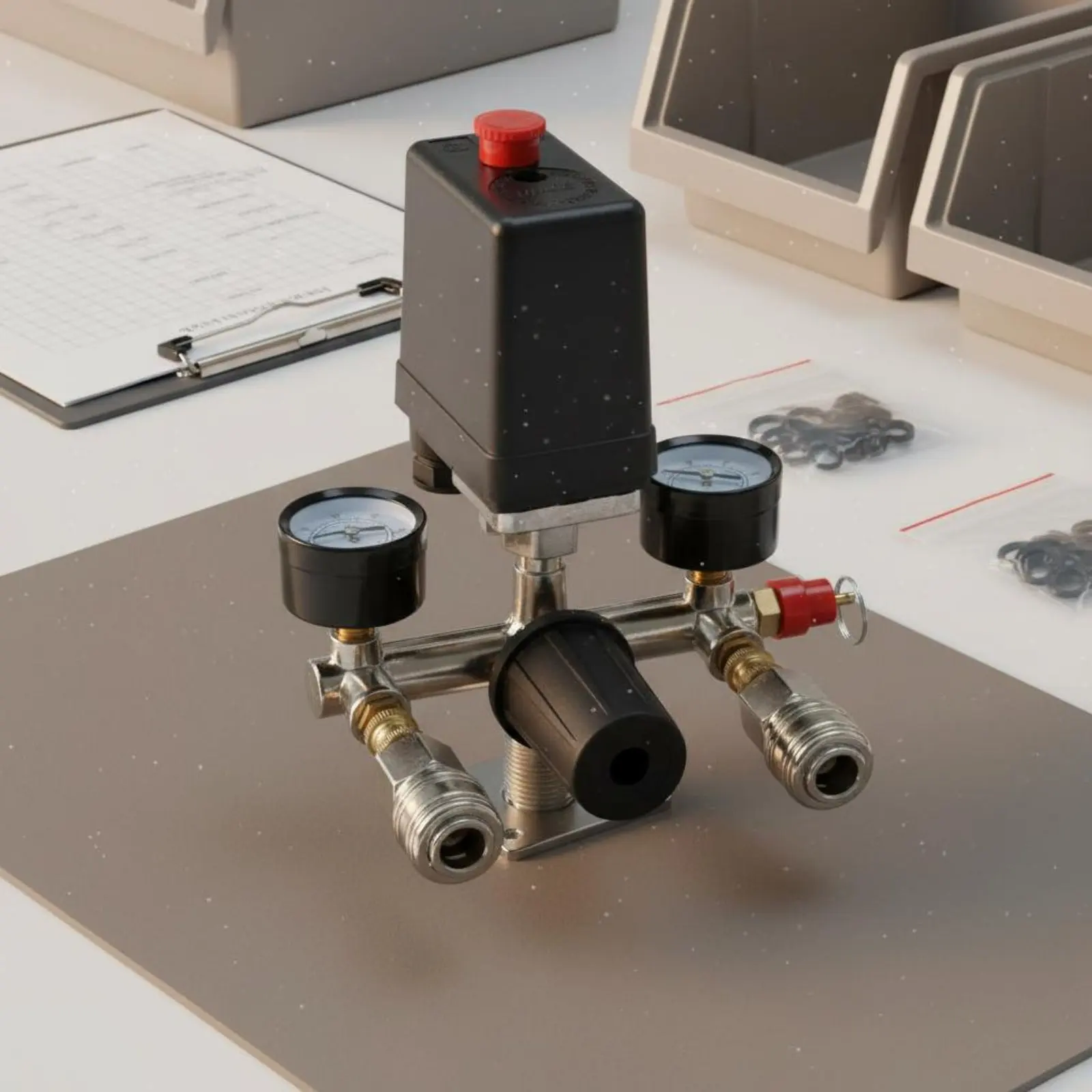 

Air Pump Pressure Controller Assembly European Type Quick Couplings Pressure Control Manifold Controller Gauge Kit
