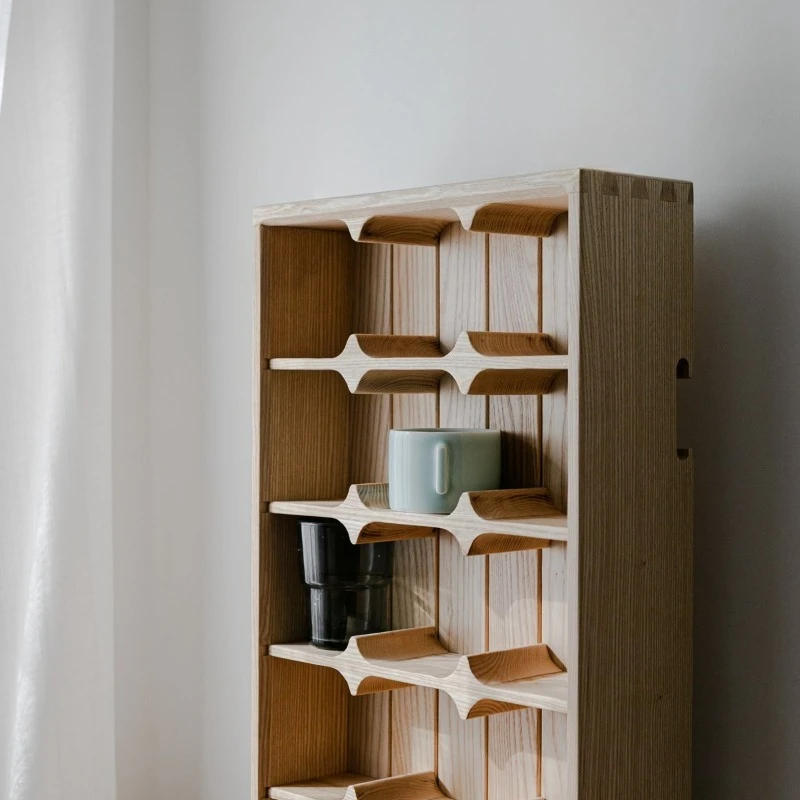 

Coffee cup cabinet Full tenon and mortise solid wood ZAKKA coffee shop decorative cabinet Mug display hanger