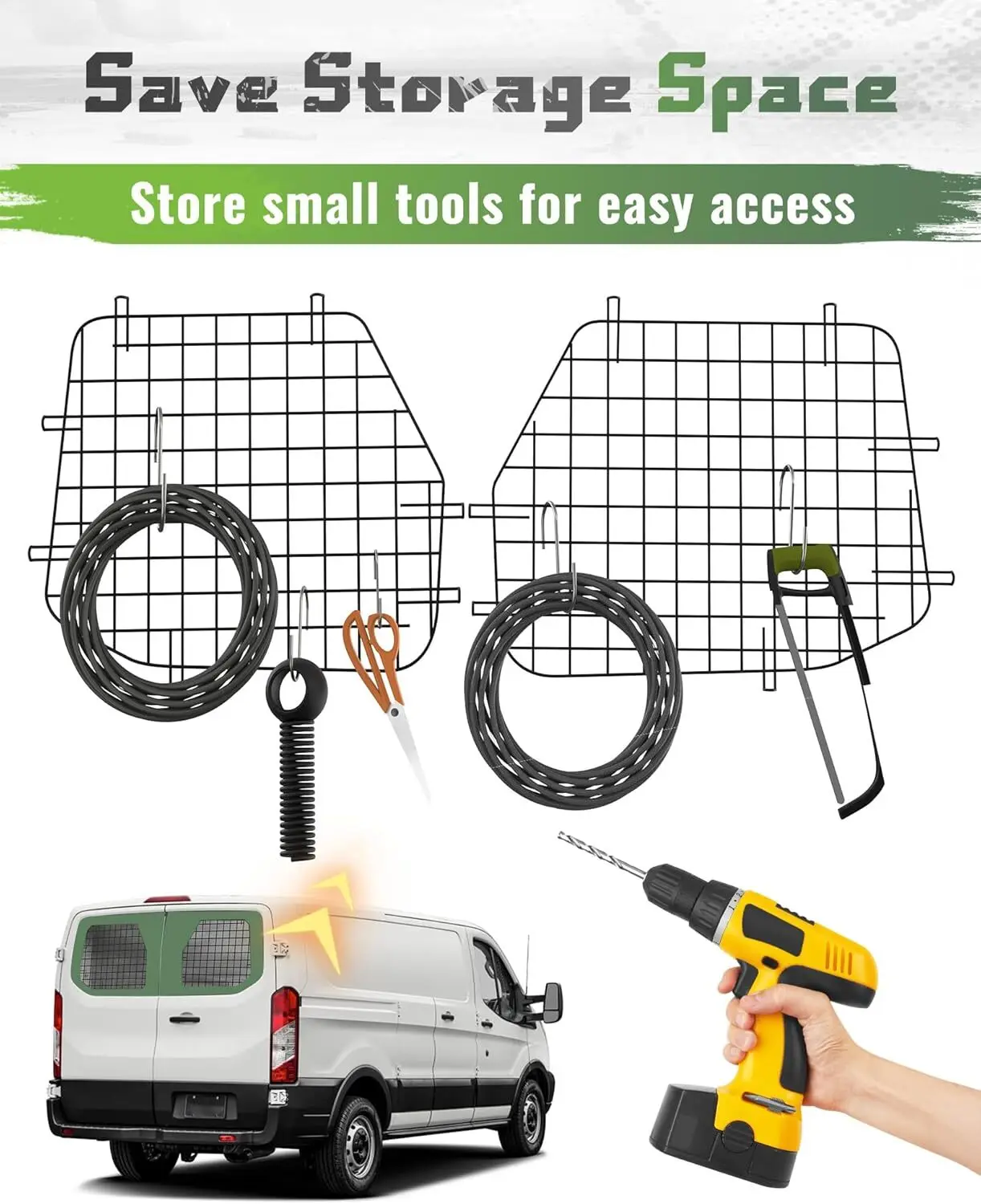 Schermi di sicurezza per lunotto posteriore adatti per Ford Transit Full Size Van Low Roof 2 pezzi