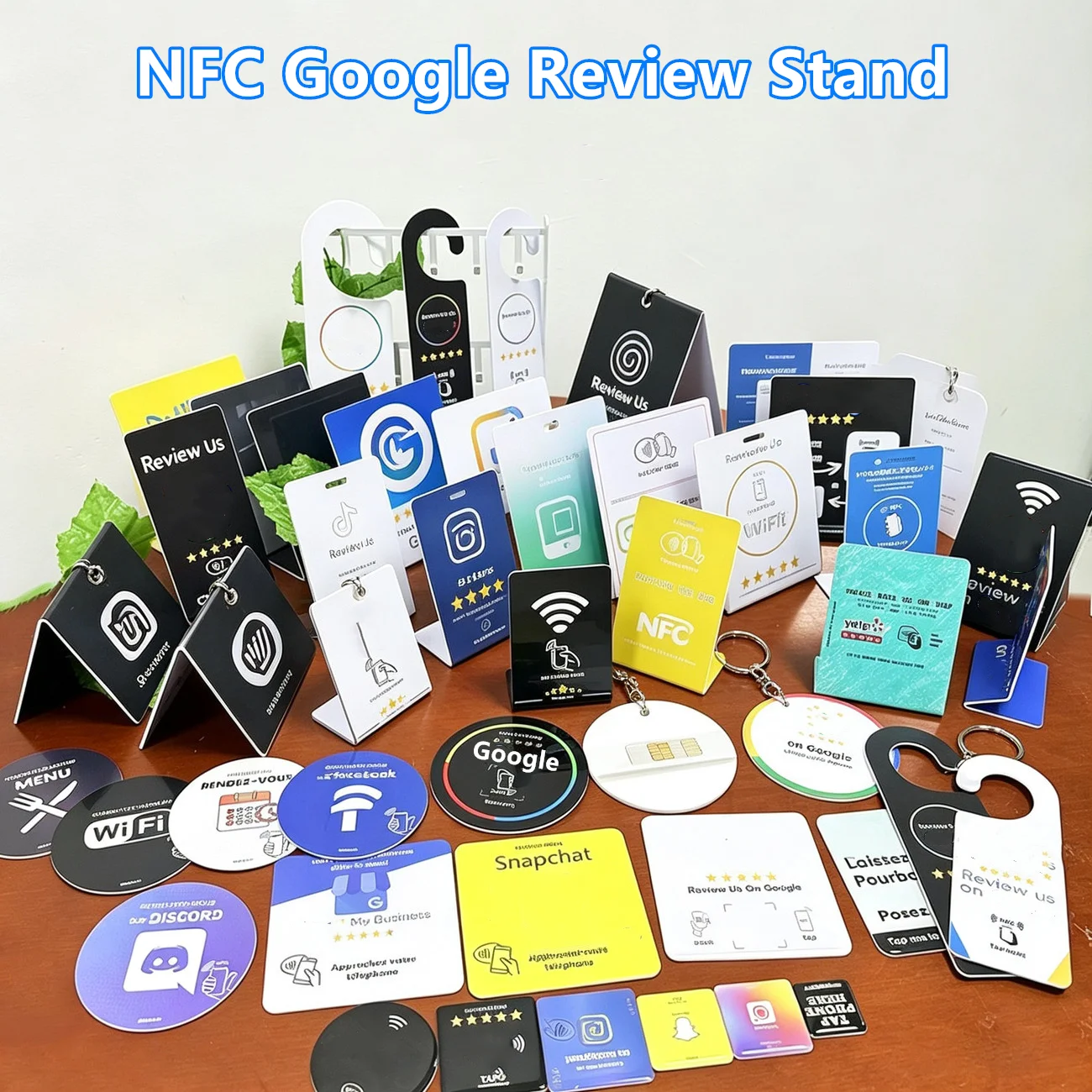10個入り-1ロット-ntag215-1356mhz-プログラマブルnfc-googleレビュー用カード-卓上サイン。レストラン、カフェ、店舗などで使用可能。書き換え可能なnfcサイン。