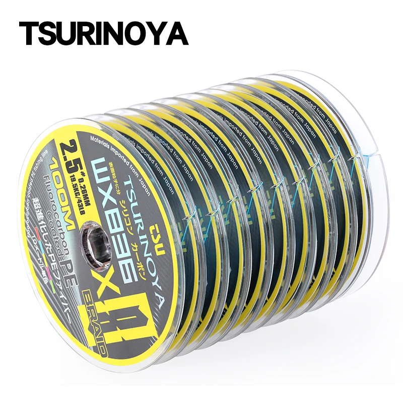 TSURINOYA 100m - 1000m 36 Weaves 8 Strands 25-37lb PE Braided Fishing Wire Multifilament Super Strong Fishing Line Multicolor