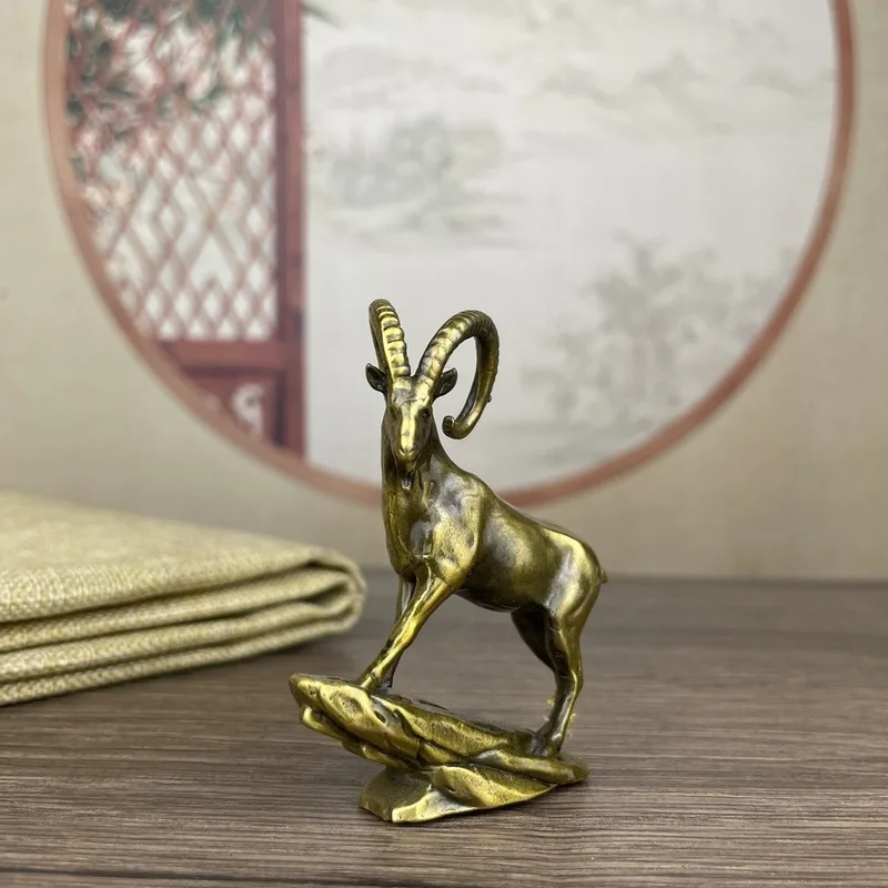 Copper Zodiac Figurine, Head Sheep Ornament for Home, Office, Living Room, Collectible Art Craft Decoration