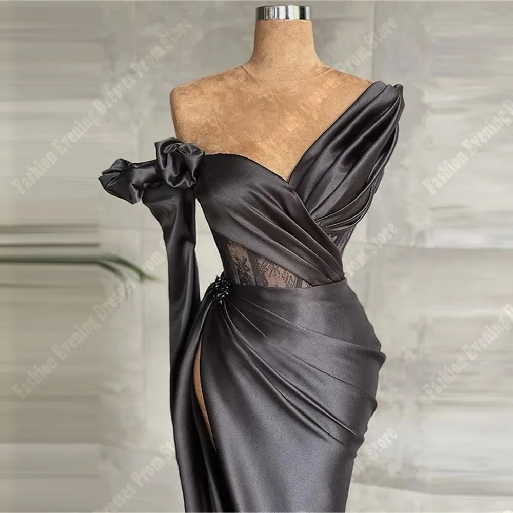 Illusion Single Shoulder Women Evening Dresses Sexy Formal Prom Gowns Of School Mopping Length Cocktail Ball Vestidos De Noche