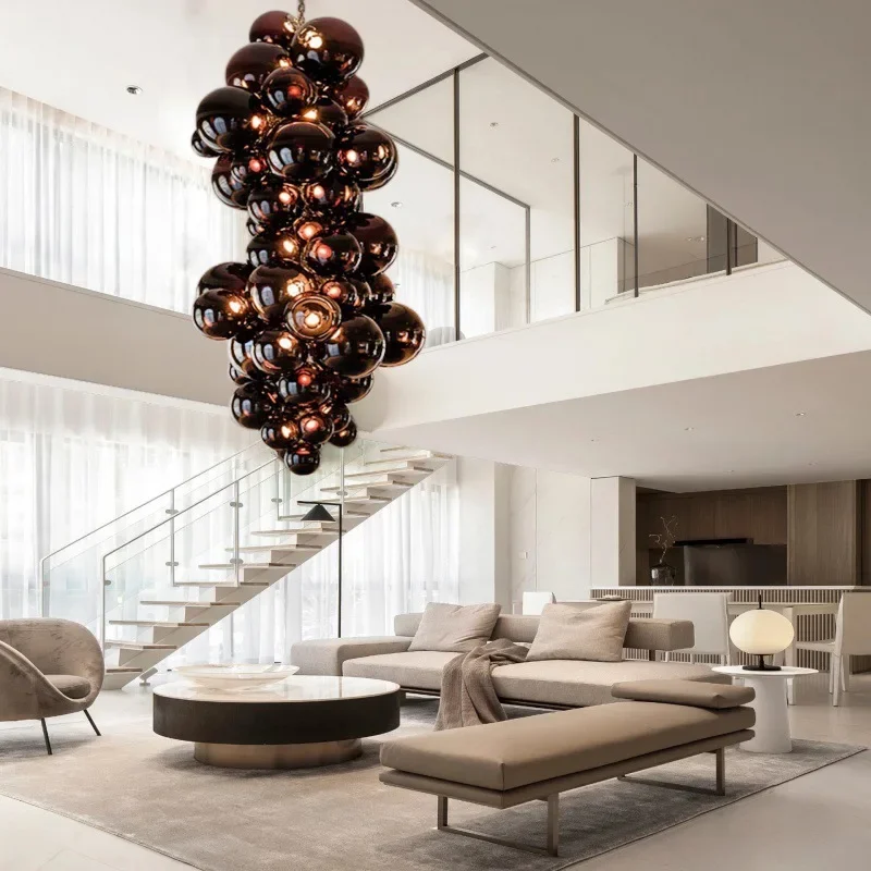 

SANDYHA Modern LED Ceiling Chandelier Art Glass Grape Design Nordic Style Light Fixture for Living Room Dining Room Bedroom Home