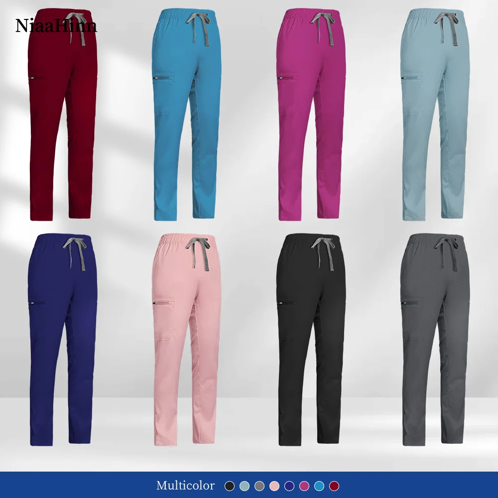 Multicolour Pet Nurse Pant Hospital Medical Work Clothes Doctor Nursing Bottoms Dental Clinic Pockets Pants Pharmacist Work Pant