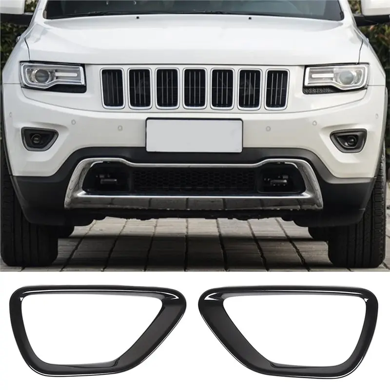 A84E-المصد الأمامي الضباب ضوء الحافة غطاء الكسوة إطار مصباح الضباب لسيارة جيب جراند شيروكي 2014 - 2017