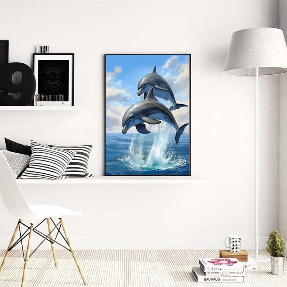 Diamond Painting Animal Dolphin 5D Diamond Mosaic Art Kits Home Decor Suitable For Beginners 30x40cm