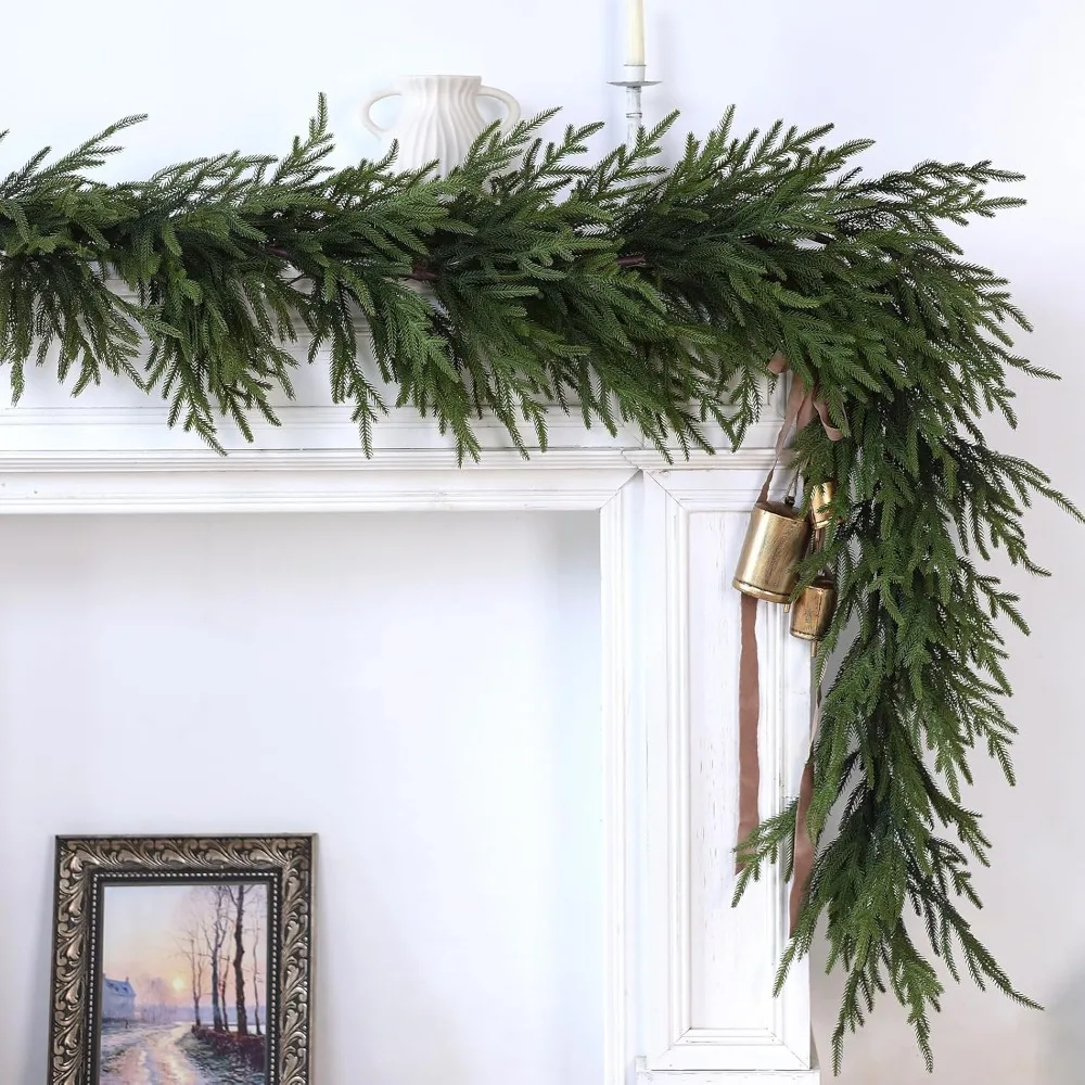 Artificial Christmas Garland Long Greenery Garland for Holiday, Fireplace, Mantle, Window, Stairs, Indoor, Outdoor Decor, Xmas