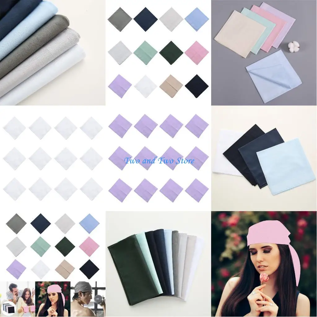 HX6F 40x40 سنتيمتر عادي منديل منشفة للكبار الأعمال جيب مربع متعدد الاستخدامات الوجه منشفة الرجال عرق مسح Hankie مجموعة من 12 #1