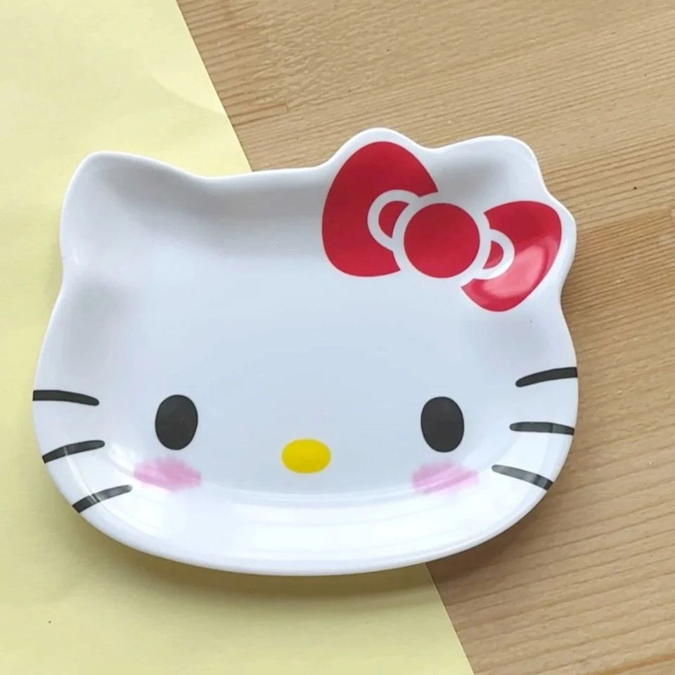 

New Kawaii Hellos Kittys Small Dish Snack Fruit Dish Thickening Small Plate Children's Fun Tableware Kitchen Utensils Supplies