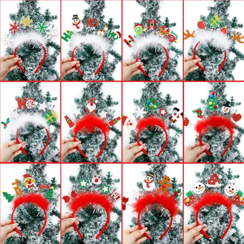 Aros de cabelo de natal para adultos e crianças, desenho animado, papai noel, homem de gengibre, faixa decorativa para festival, acessórios de festa, arnês