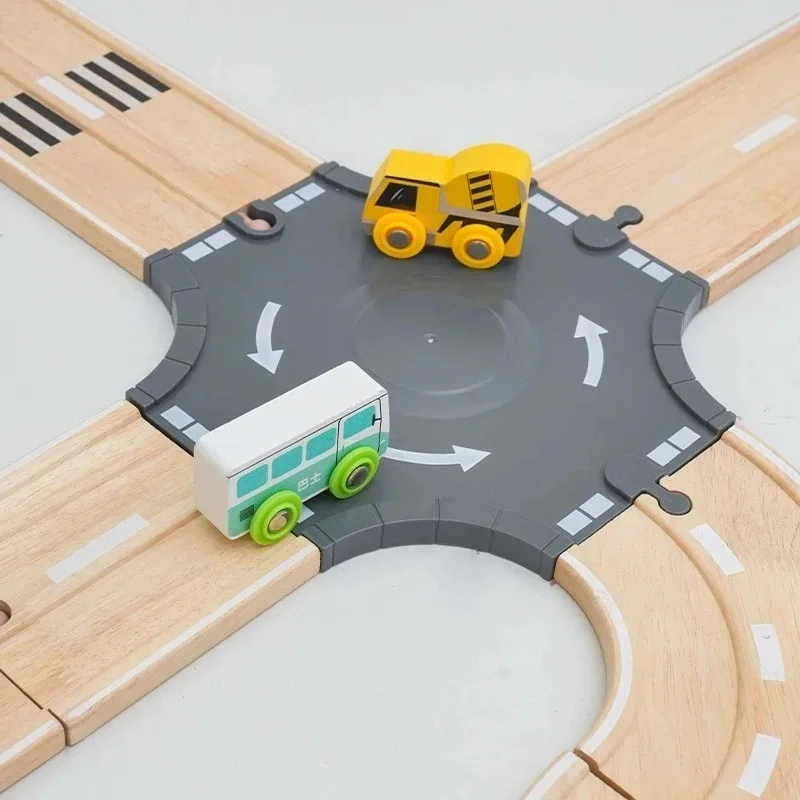 Wide Road Wooden Train Track Toys Wooden Railway Tracks Accessories Fit for Brand Tracks Toys for Birthday Gifts