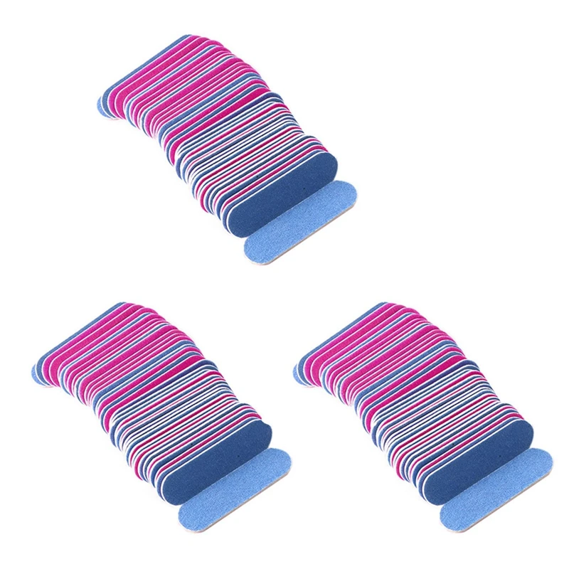 300Pcs Nail Files Double Color Wooden Mini Buffer Sanding 180/240 Disposable Manicure Tools