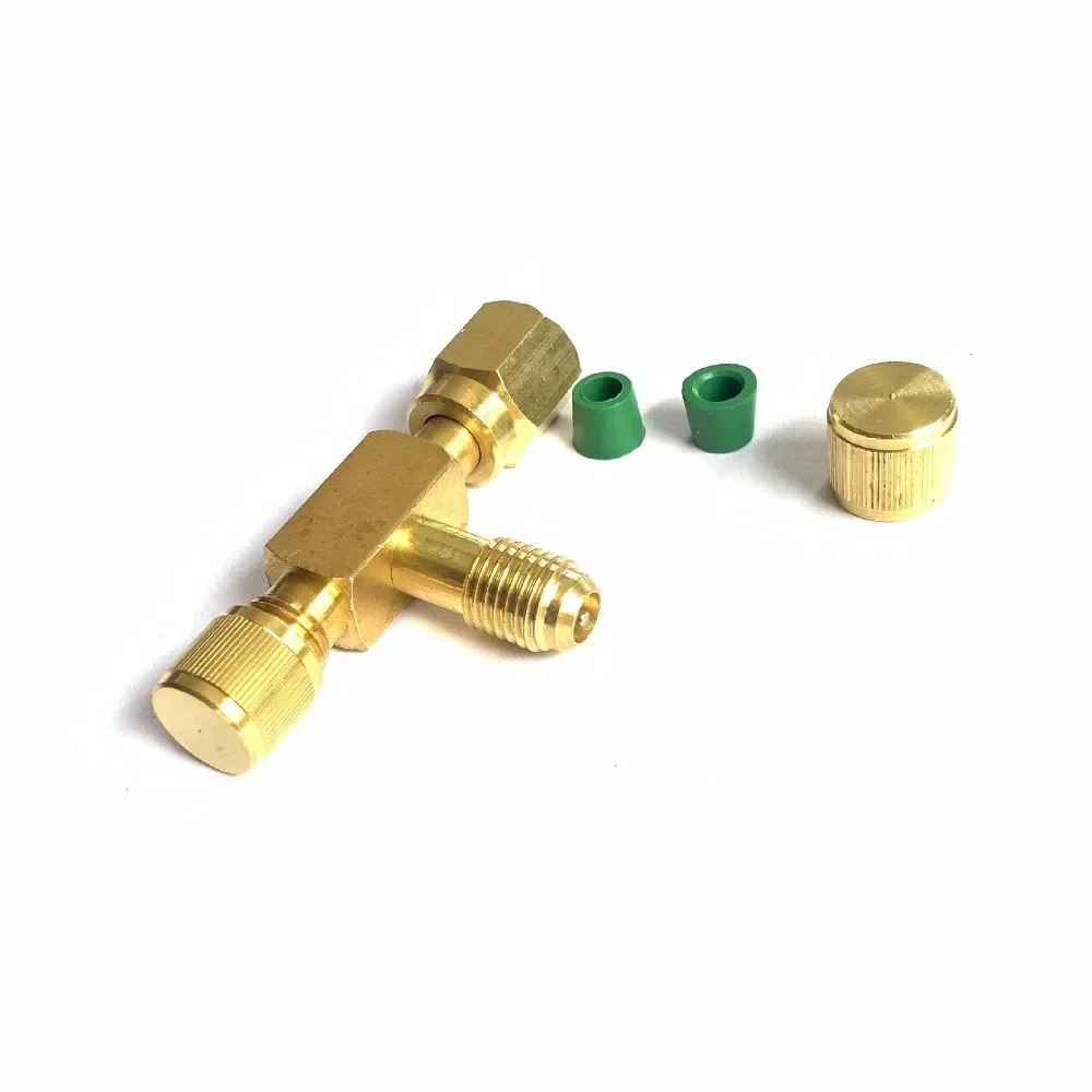 Air Conditioning Refrigeration Equipment 3-way Valve Liquid Filling Tool Leak Detection Valve Copper with Sealing Cap