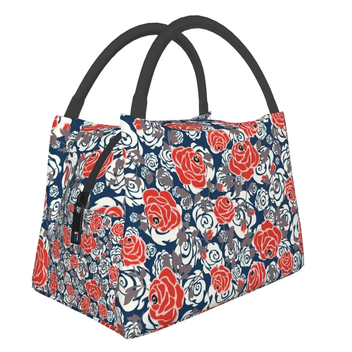 Floral Print Portable Lunch Bag Thermal Insulated Lunch Box Tote Cooler Bag Bento Pouch Lunch Container School Food Storage Bags