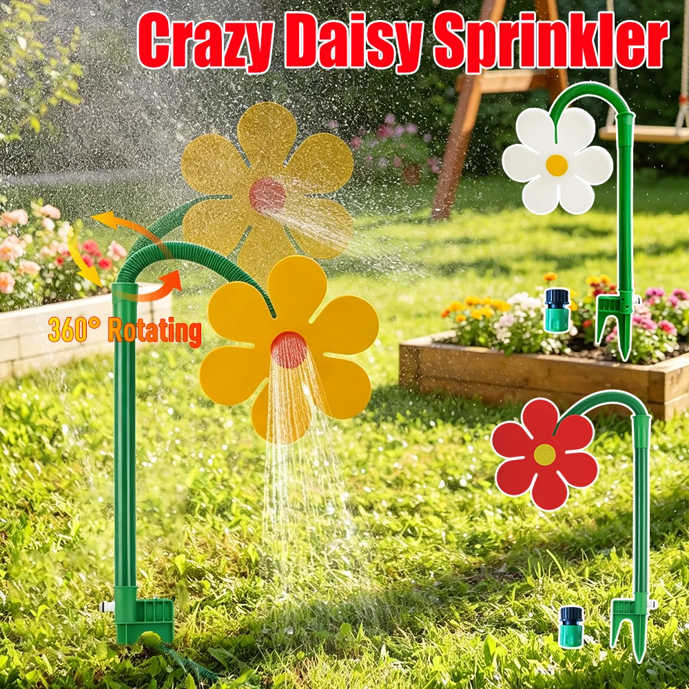 Crazy Daisy Sprinkler 360° Rotating Dancing Flower Water Sprinklers Sun Flower Dancing Lawn Sprinkler for Yard Garden Watering