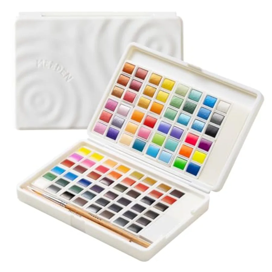 

Water Paint Set s in Portable Box, Paint Kit with Brush, Palette, Art Supplies, Customizable Color Blocks, Bright Watercolors T