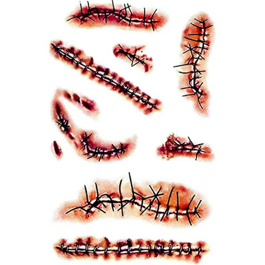 10 Sheets Halloween Temporary Tattoos, Realistic Temporary Tattoos Stickers, Scars Tattoos for Zombie Costume, Halloween Partie