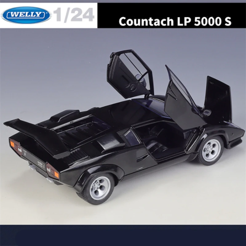 Модель спортивного автомобиля Welly 1:24 Lamborghini Countach LP5000s, Литые металлические искусственные модели, коллекционная детская игрушка в