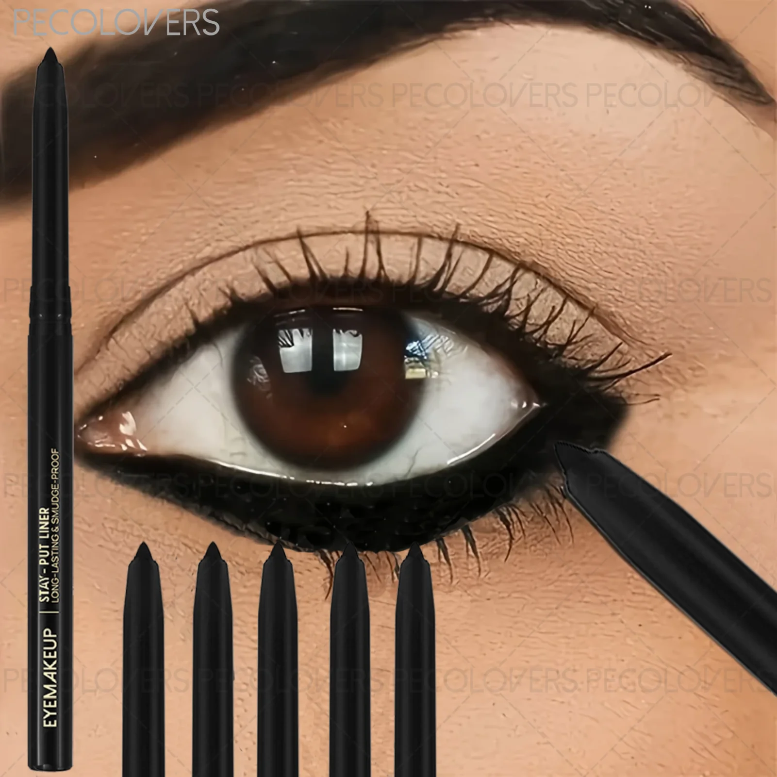 1 set di 5 eyeliner in gel nero opaco con scorrimento liscio, penna per occhi ultra liscia, per tutti i tipi, miscela facile da scivolare, regali perfetti