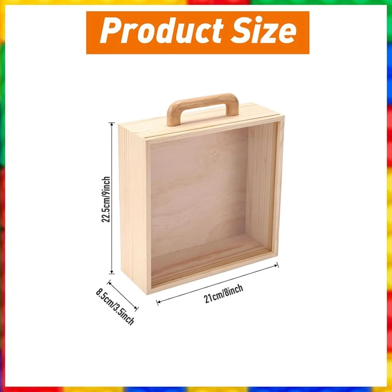 Toy Storage Organizer, Building Blocks Box With Handle And Lids, Natural Wood Kids Child Toy Containers Display Chest