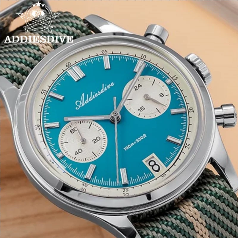 

ADDIESDIVE BGW9 Luminous 100m Diving VK64 TOP New Men Watch Bubble Mirror Glass 316L Stainless Steel Quartz Chronograph Watch