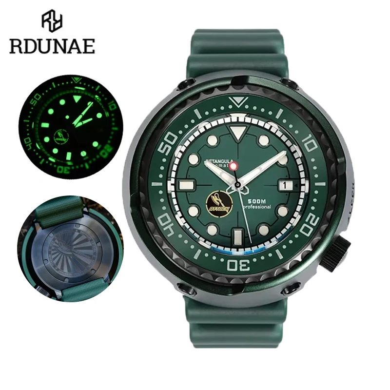 

RDUNAE R1ZK-II NH35 Мужские автоматические механические часы с сапфировым стеклом, титановый корпус, погружной, 50 бар, светящиеся, C3, relojes para h