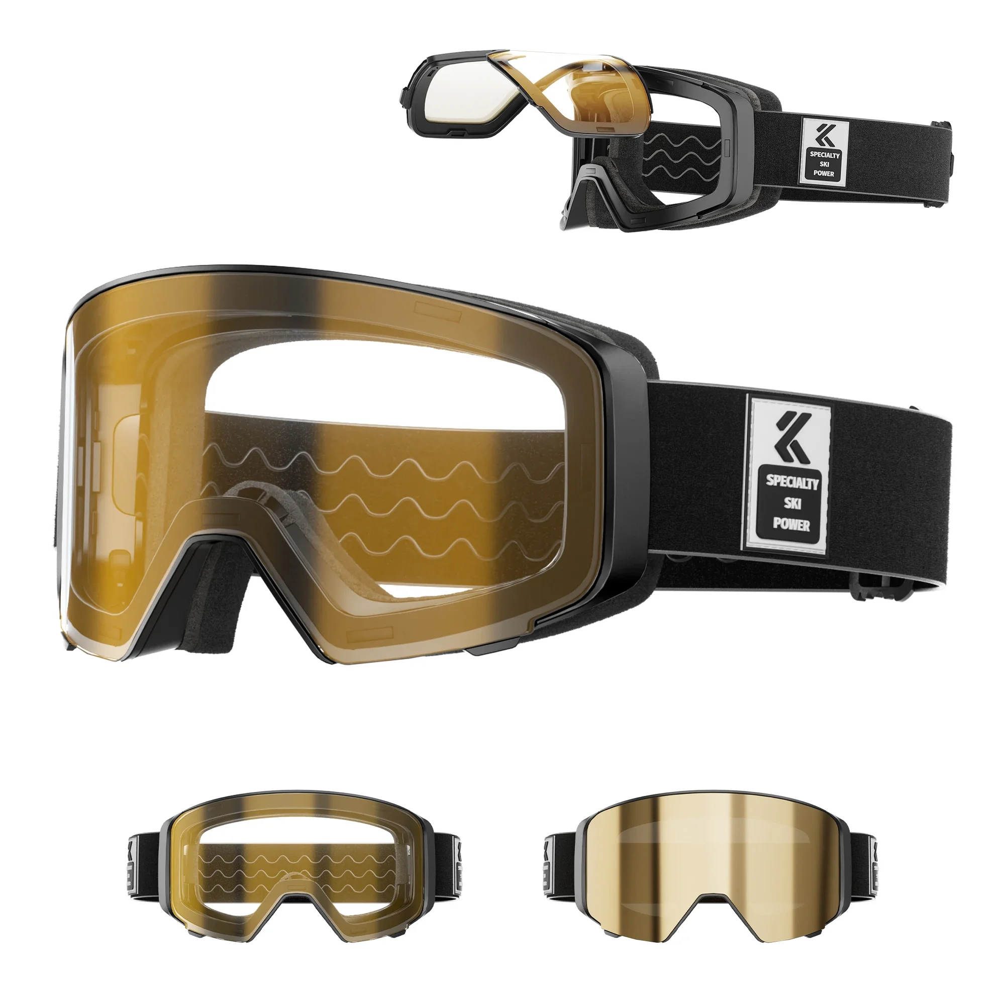 Kapvoe نظارات التزلج UV400 اللونية المضادة للضباب عدسة حماية ملونة الشتاء التزلج الرياضة على الجليد على الجليد نظارات التزلج على الجليد