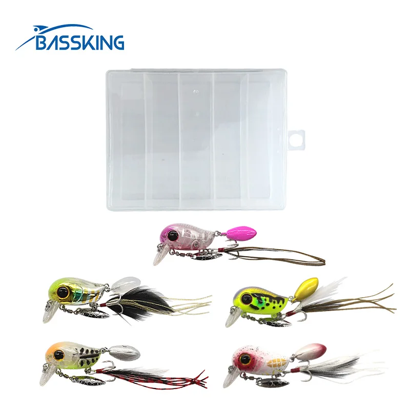 

BASSKING Fishing Lures Kit 5Pcs Crank Bait with Tackle Box Floating Wobblers Artificial Hard Bait Set 3D Eyespesca Bass Tackle