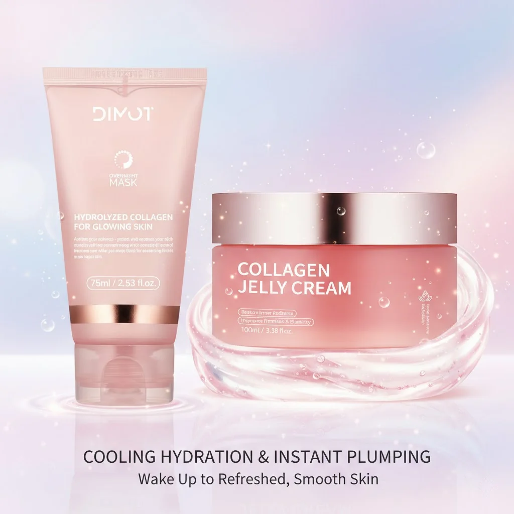 Mascarilla Facial Nocturna de Colágeno, Crema Iluminadora e Hidratante, Pack de Noche Reafirmante, Antienvejecimiento, Cuidado Antiarrugas, Piel Suave, Belleza y Cuidado de la Piel