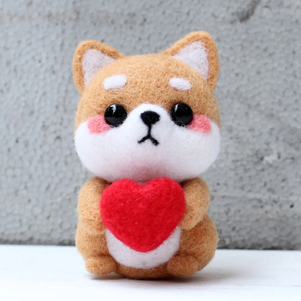 

Wool Felting Tools Set DIY Art Craft for Kids Adults Cute Heart Sitting Dog Embroidery Supplies Easy to Finish