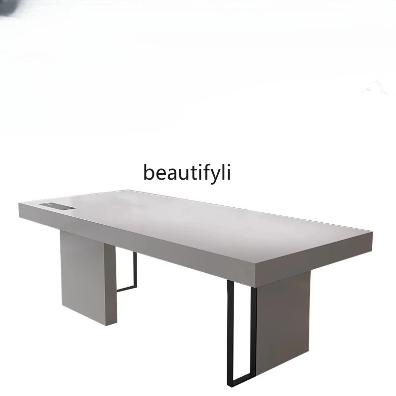 

Light luxury Italian minimalist, desk modern simplicity high sense solid wood home living room computer office writing desk